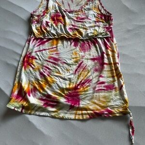 Latched Mama Tie-Dye Sleeveless Nursing Tank Top - Pink & Mustard